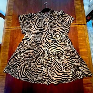 Black & Gold Zebra Print knee length dress
